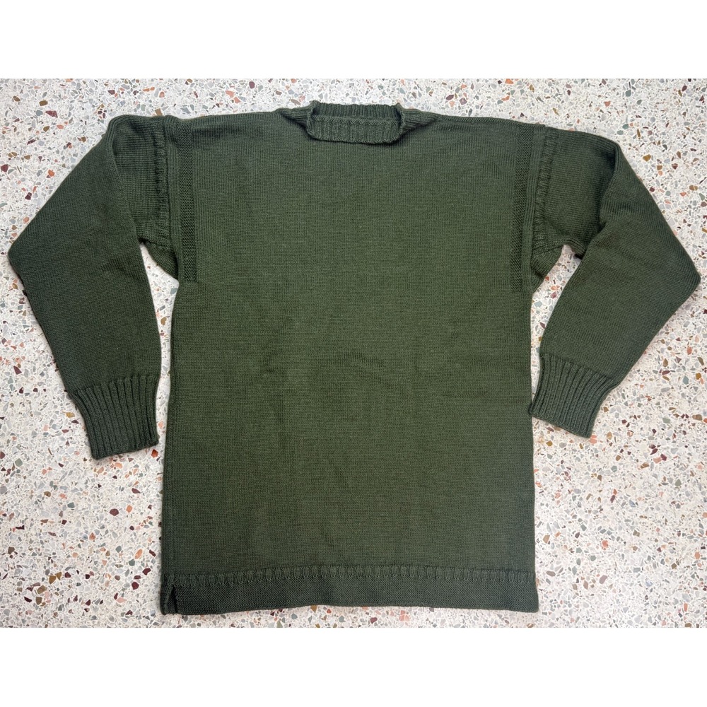 Le Tricoteur Traditional Guernsey Vintage Green 100% Wool Sweater Size Small